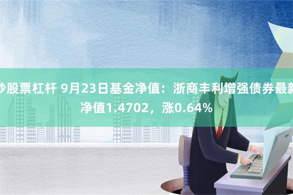 炒股票杠杆 9月23日基金净值：浙商丰利增强债券最新净值1.4702，涨0.64%