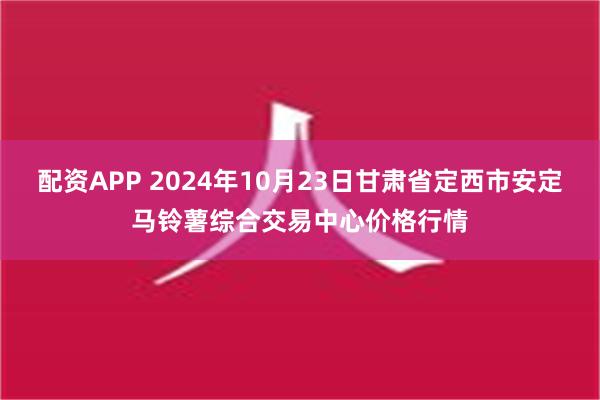 配资APP 2024年10月23日甘肃省定西市安定马铃薯综合交易中心价格行情