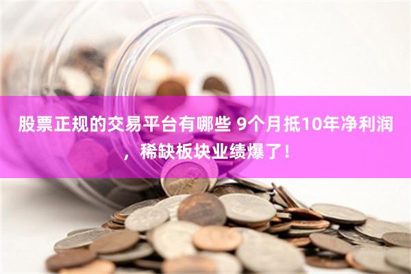 股票正规的交易平台有哪些 9个月抵10年净利润，稀缺板块业绩爆了！