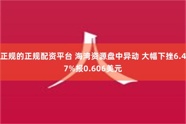 正规的正规配资平台 海湾资源盘中异动 大幅下挫6.47%报0.606美元