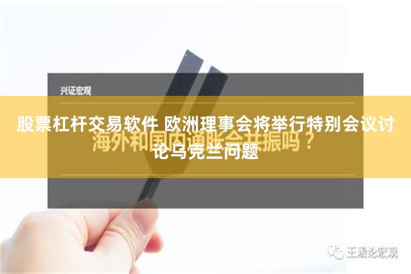 股票杠杆交易软件 欧洲理事会将举行特别会议讨论乌克兰问题